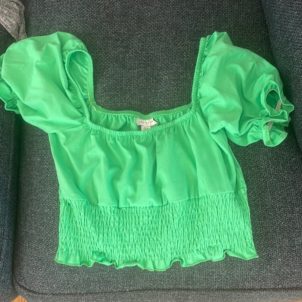 Top shop green ruffle blouse